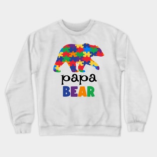 Puzzle Papa Bear Autism Awareness Gift for Birthday, Mother's Day, Thanksgiving, Christmas Crewneck Sweatshirt